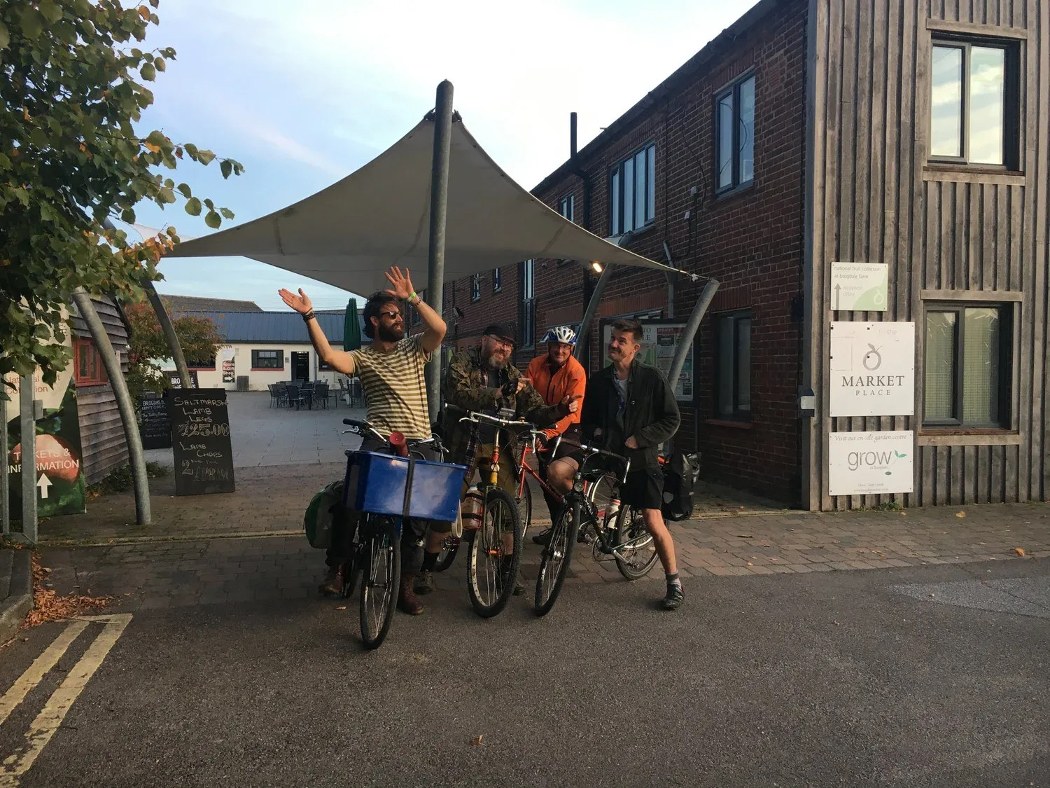 Riders setting off outside the shop