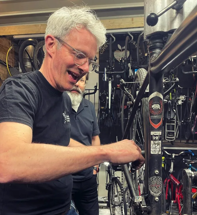 A mechanic at work in the studio